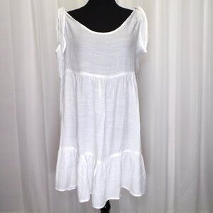 New CUPSHE White Swim Cover-Up Dress Large Adjustable Tie Shoulders Flowy Cruise
